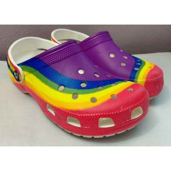 Crocs Classic Unisex Men's6/Women's 8 Tie-Dye Rainbow Clogs - Picture 1 of 11